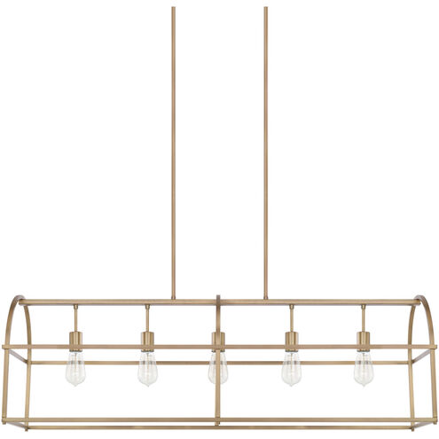 Elijah 5 Light 45.75 inch Aged Brass Island Ceiling Light