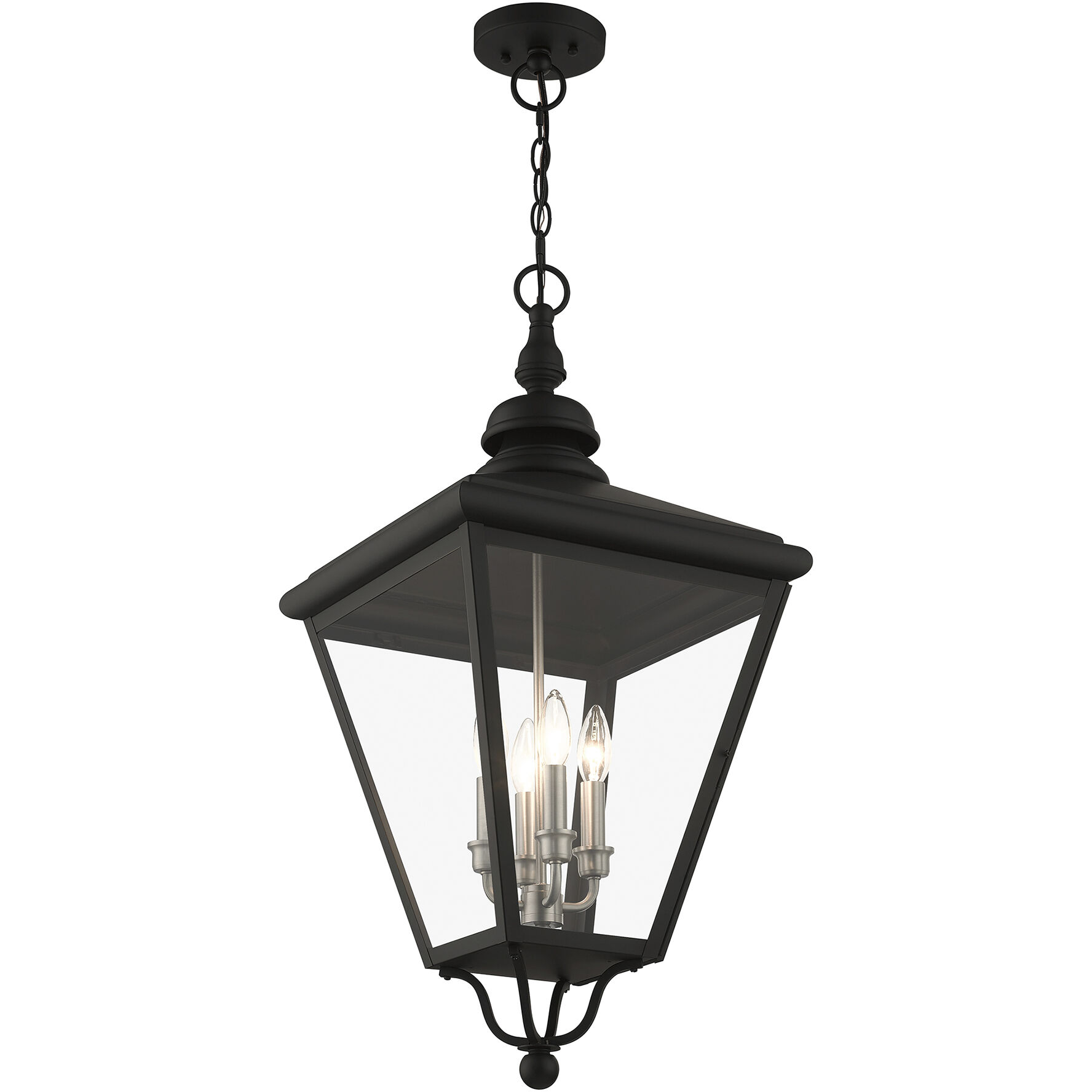 Adams 4 Light 14.25 inch Black with Brushed Nickel Finish