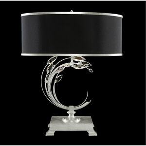 Crystal Laurel 31 inch Silver Leaf Table Lamp Portable Light in Black Fabric