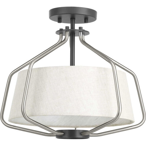Hangar 2 Light 16 inch Brushed Nickel Semi-Flush Mount Convertible Ceiling Light, Design Series