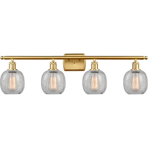 Ballston Belfast 4 Light 36 inch Satin Gold Bath Vanity Light Wall Light in Clear Crackle Glass, Ballston