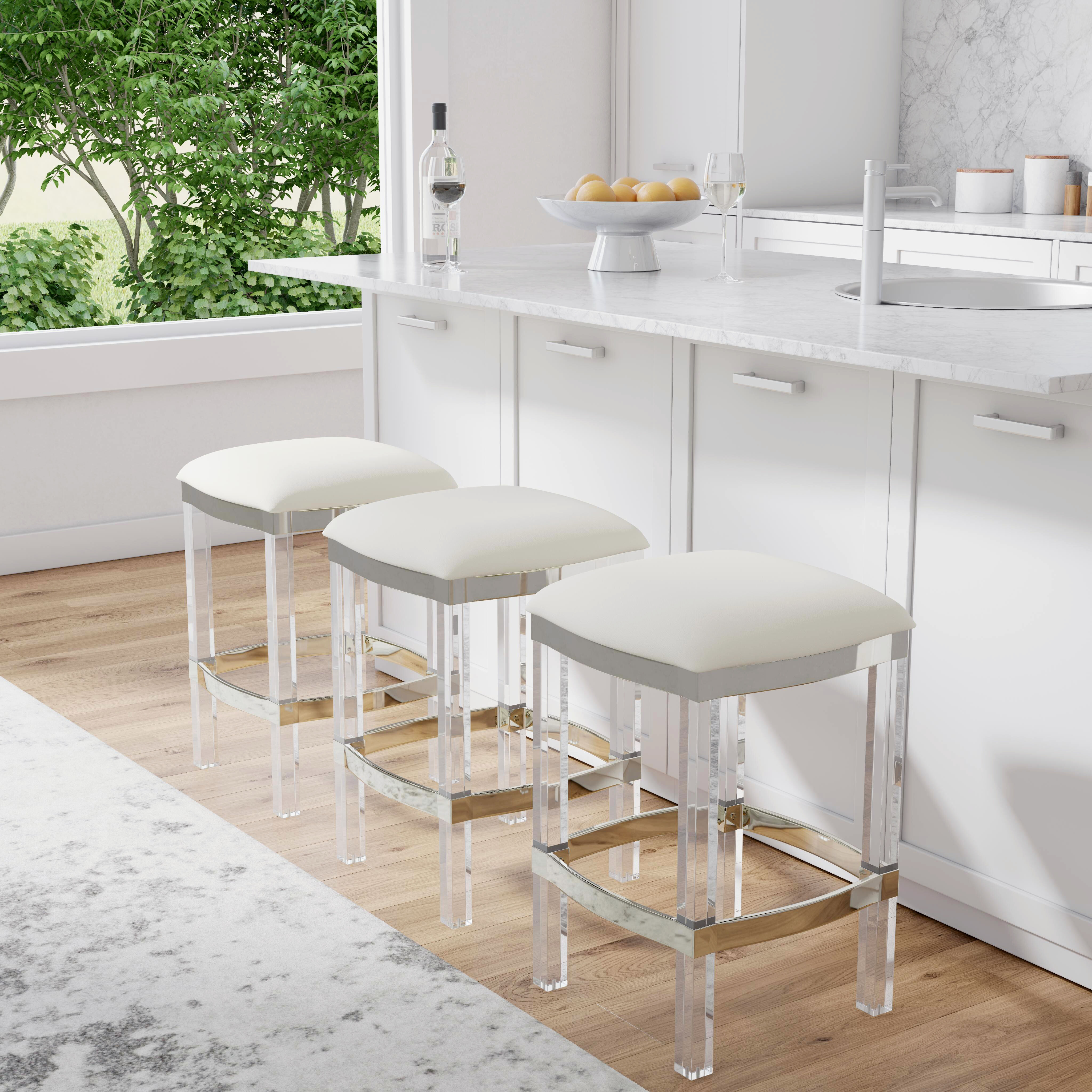White leather kitchen bar stools sale