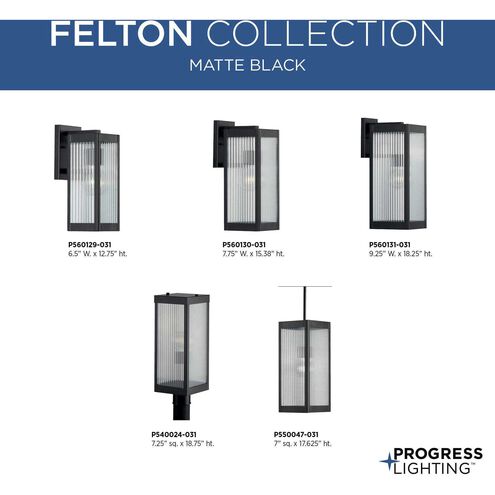 Felton 1 Light 18 inch Matte Black Outdoor Wall Lantern, Large