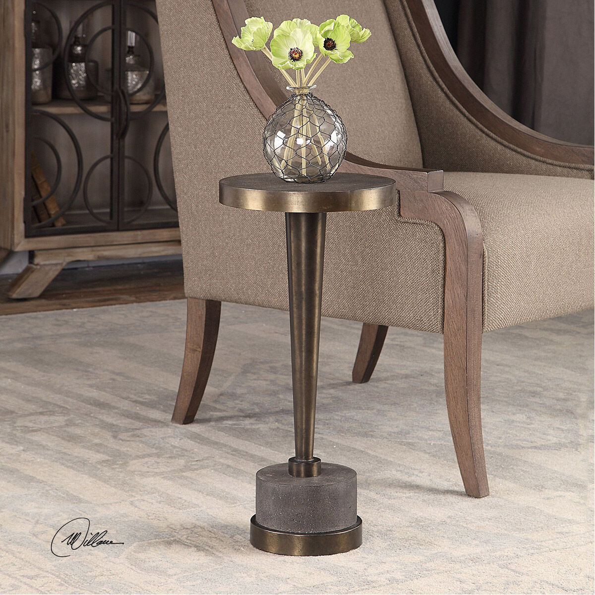 Masika 22 X 11 inch Oxidized Bronze and Natural Gray Concrete Accent Table