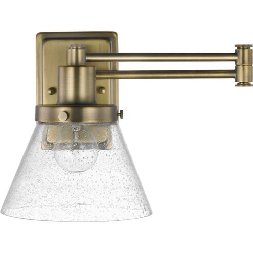Hinton 12 inch 60.00 watt Vintage Brass Swing Arm Wall Light