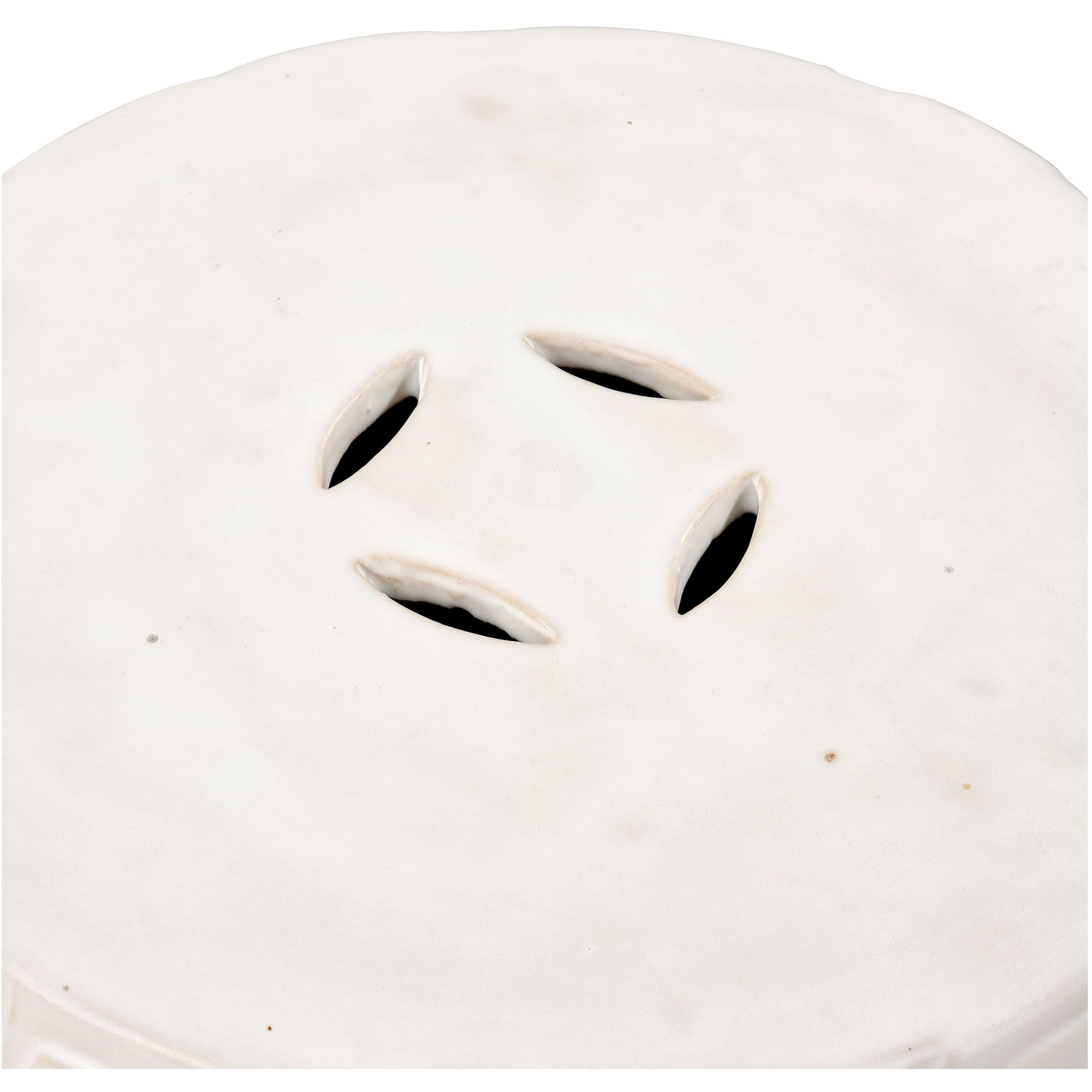 Cambeck 18 inch Off White Glazed Accent Stool