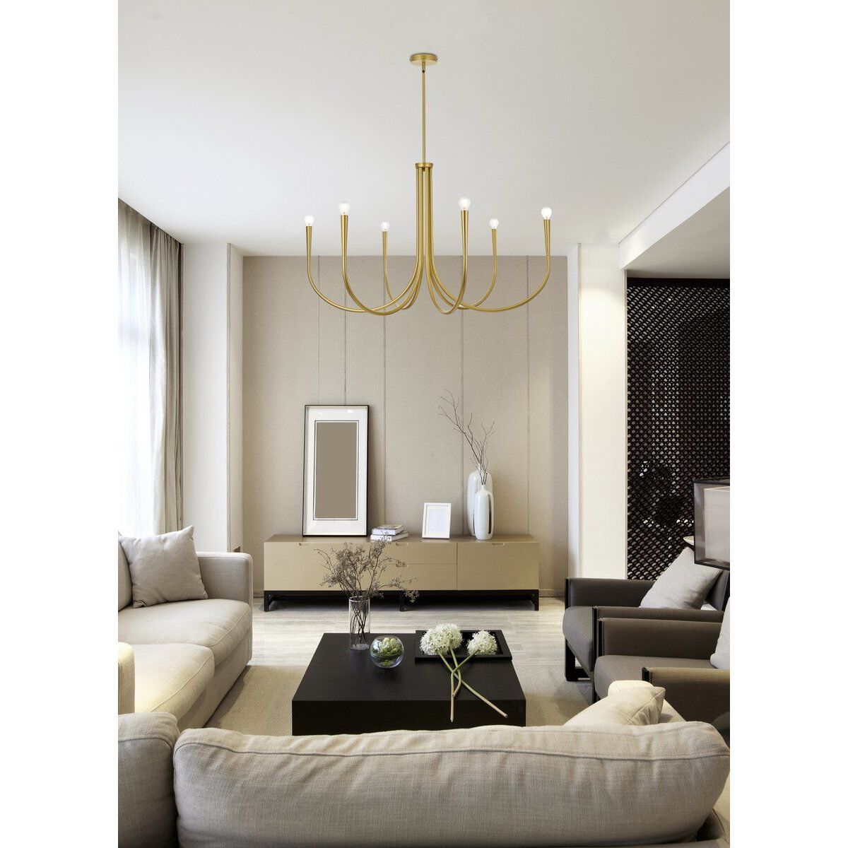 Layne 6 Light 42 inch Brass Chandelier Ceiling Light