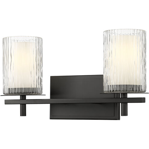 Grayson 2 Light 16 inch Matte Black Vanity Wall Light