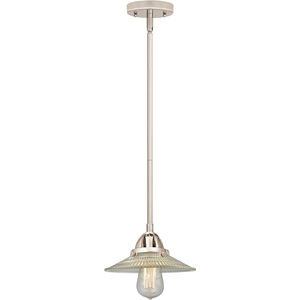 Nouveau 2 Halophane 1 Light 9 inch Polished Nickel Mini Pendant Ceiling Light in Clear Halophane Glass