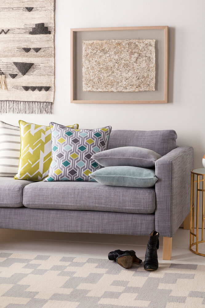 Inga 18 X 18 inch Light Gray/Teal/Black/Aqua/Lime/White Pillow Kit, Square