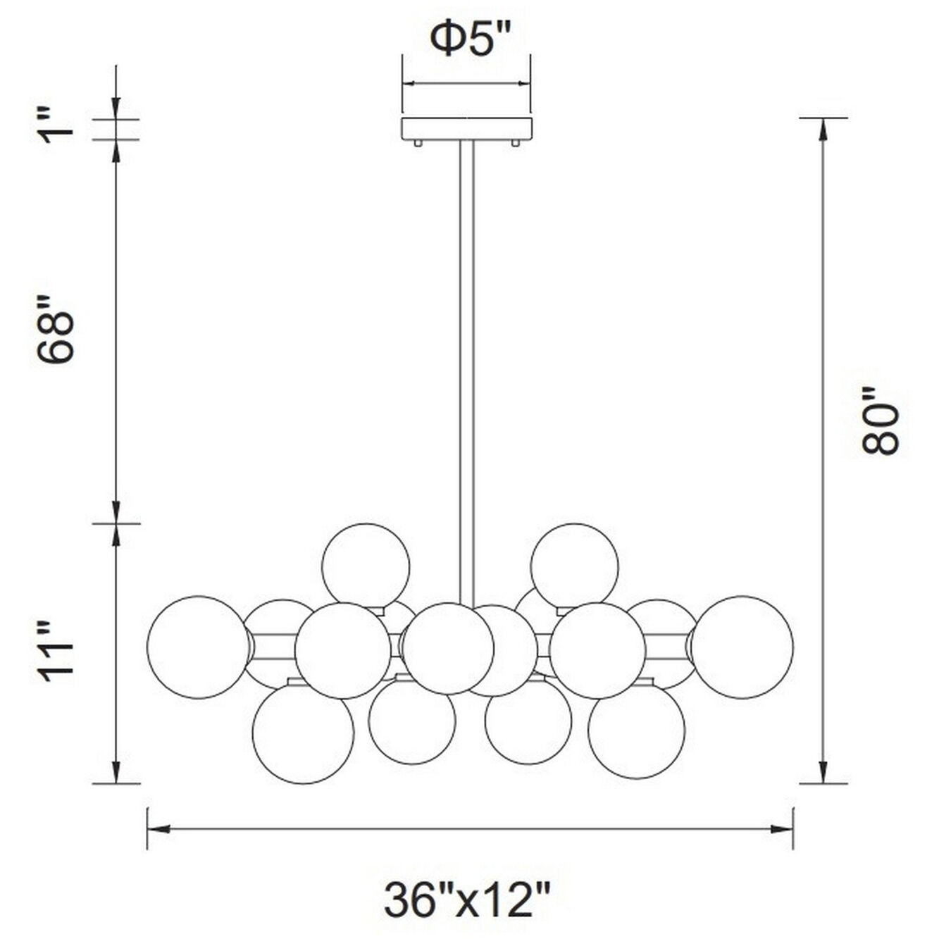 Arya 16 Light 36 inch Black Island/Pool Table Light Ceiling Light