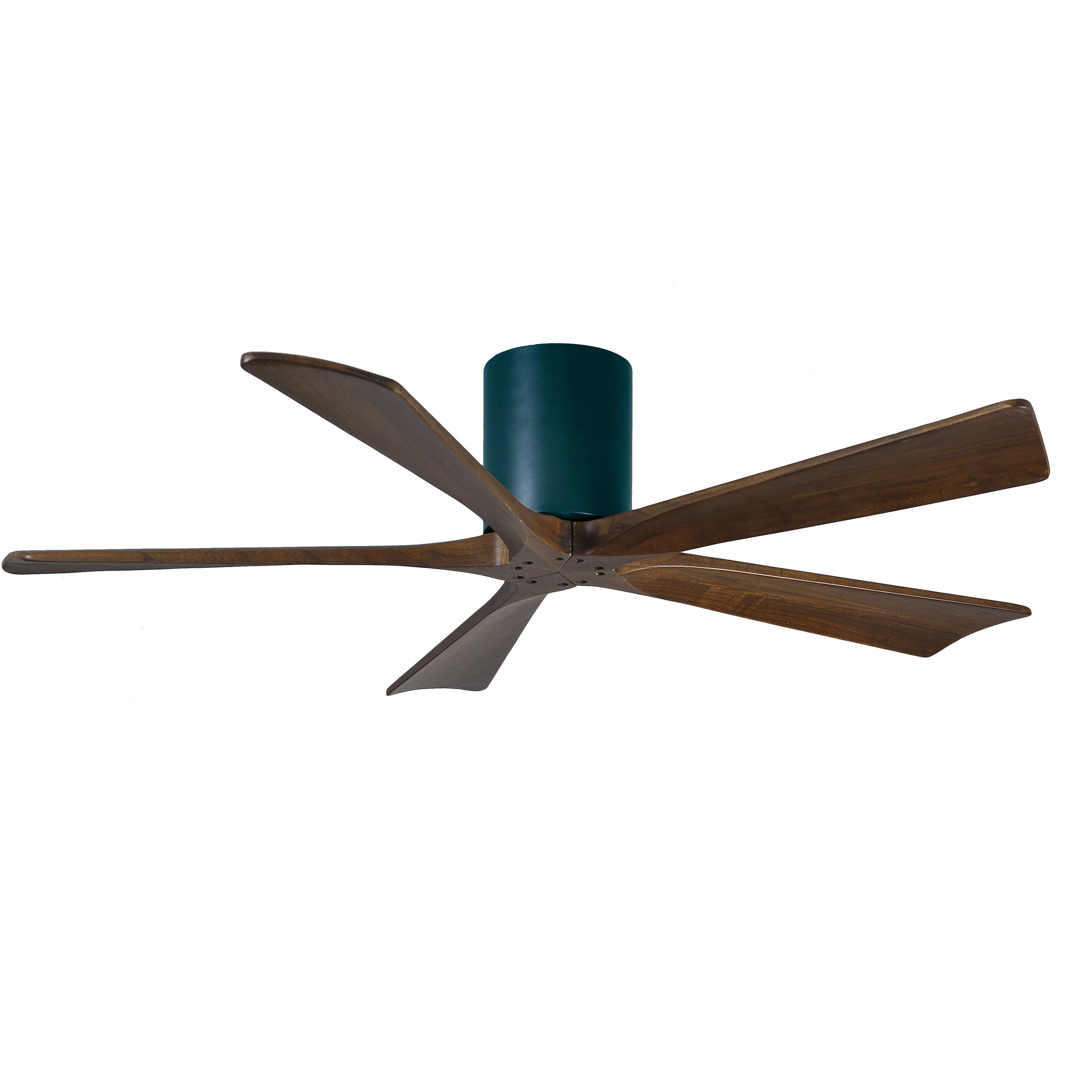 Atlas Irene-5H 52 inch Matte Black with Walnut Tone Blades Flush Mount Paddle Fan, Flush Mounted