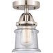 Nouveau 2 Small Canton 1 Light 5 inch Brushed Satin Nickel Semi-Flush Mount Ceiling Light in Seedy Glass