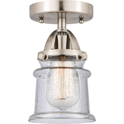 Nouveau 2 Small Canton LED 5.25 inch Brushed Satin Nickel Semi-Flush Mount Ceiling Light in Seedy Glass