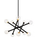 Matchstix 10 Light 28 inch Black Pendant Ceiling Light in Black and Clear