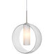 Plato LED Satin Nickel Cord Pendant Ceiling Light in Clear/Opal Glass