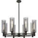 Crown Point 8 Light 32 inch Matte Black Chandelier Ceiling Light in Light Smoke Glass