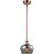 Ballston Fenton LED 7 inch Antique Copper Pendant Ceiling Light in Plated Smoke Glass, Ballston