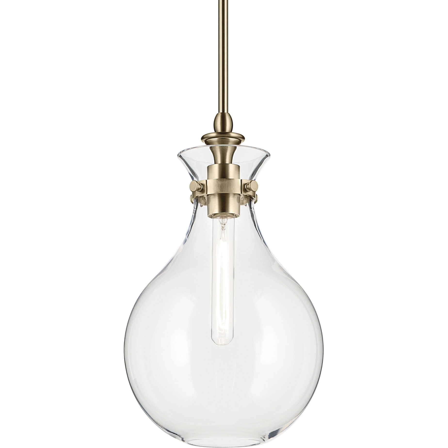 Laria 1 Light Champagne Bronze Pendant Ceiling Light in Clear
