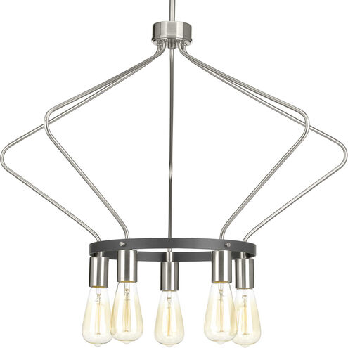 Hangar 5 Light 30 inch Brushed Nickel Chandelier Ceiling Light, Design Series