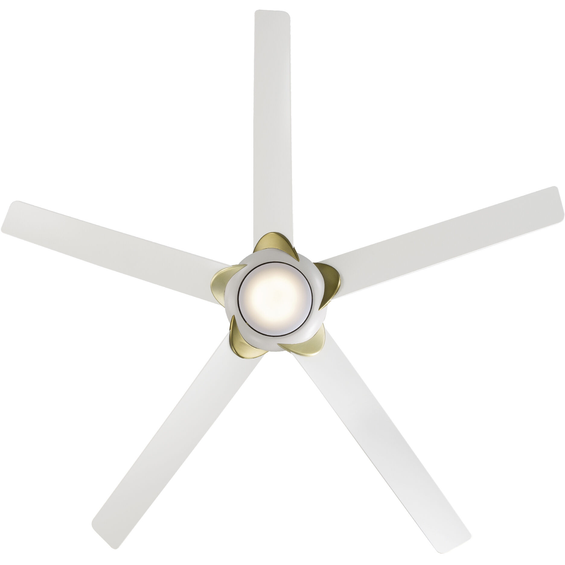 Lucid 62 inch Soft Brass and Matte White with Matte White Blades Downrod Ceiling Fan in 2700K, Soft Brass Matte White