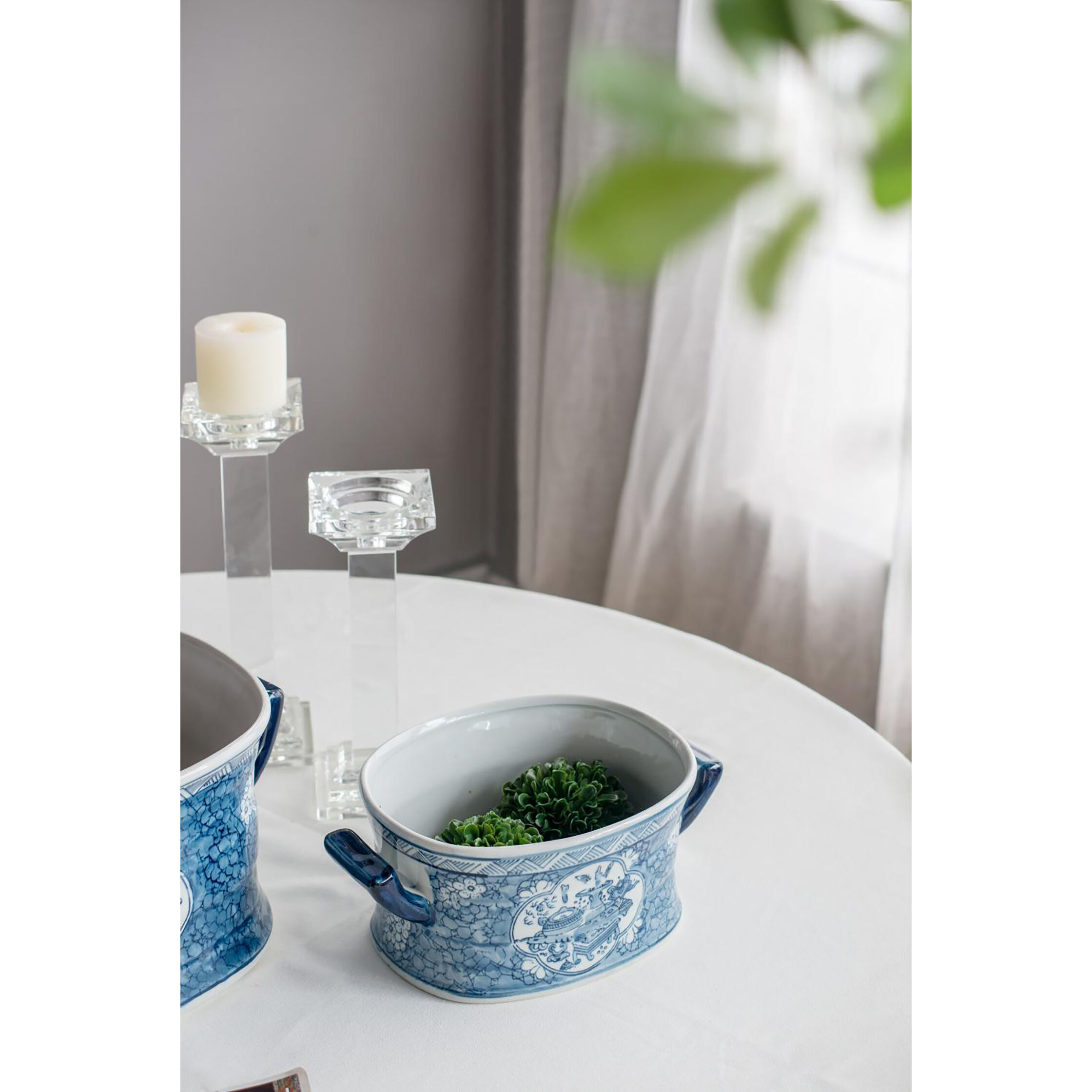 Kelda Blue and White Planter, Set of 2