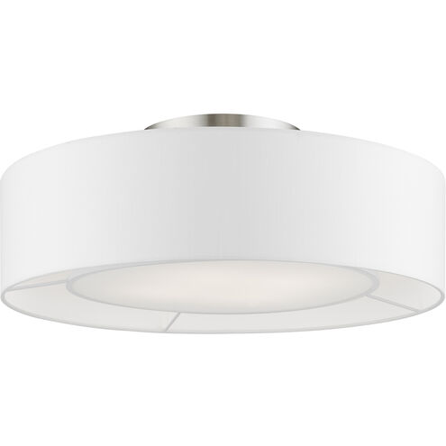 Gilmore 4 Light 21 inch Brushed Nickel with Shiny White Accents Semi-Flush Ceiling Light