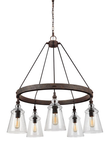 Loras 5 Light 28.63 inch Dark Weathered Iron Chandelier Ceiling Light, Medium