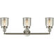 Franklin Restoration Small Bell LED 30 inch Brushed Satin Nickel Bath Vanity Light Wall Light in Silver Plated Mercury Glass, Franklin Restoration