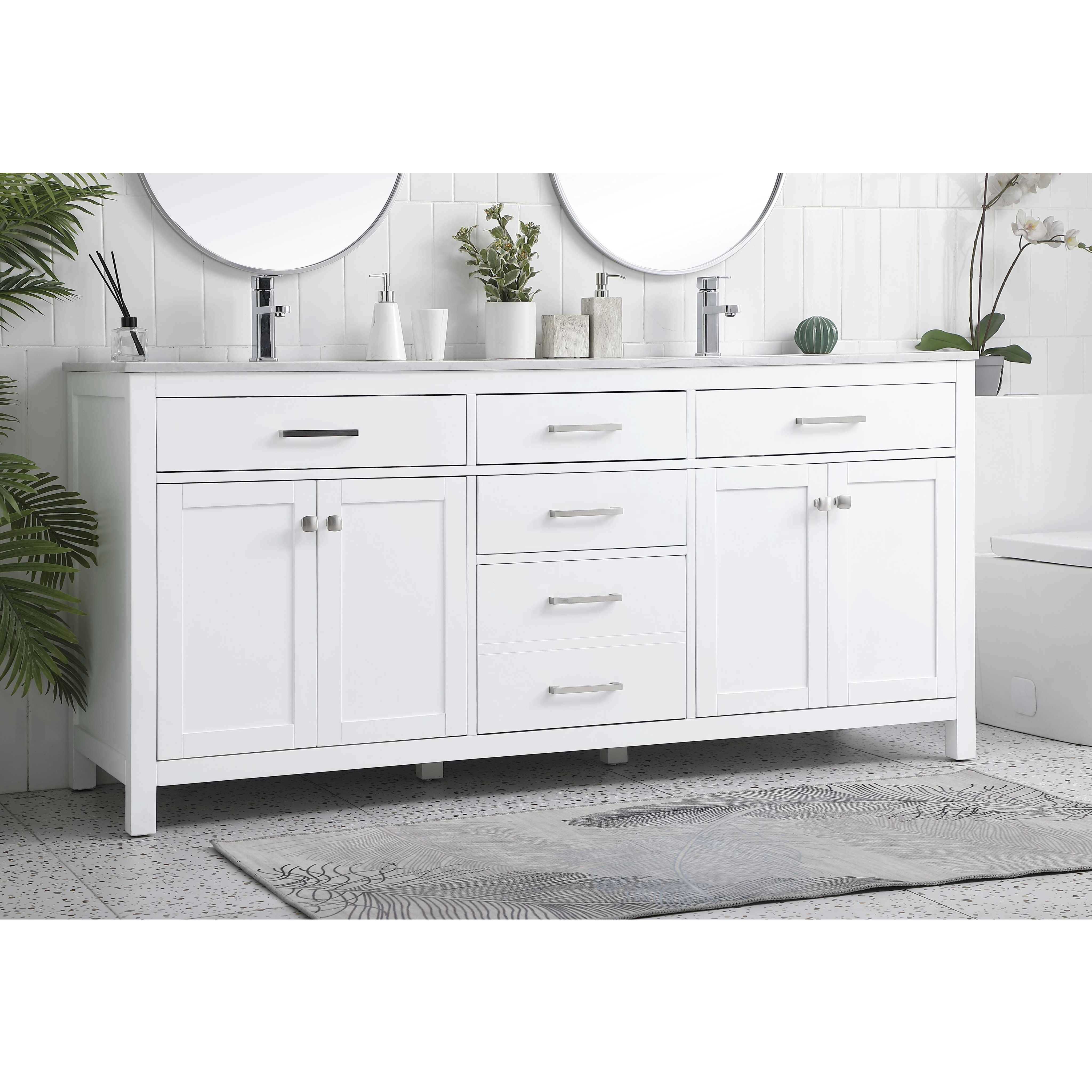Lewis 72 X 22 X 34 inch White Vanity Sink Set