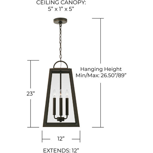 Leighton 4 Light 12 inch Oiled Bronze Outdoor Hanging Lantern