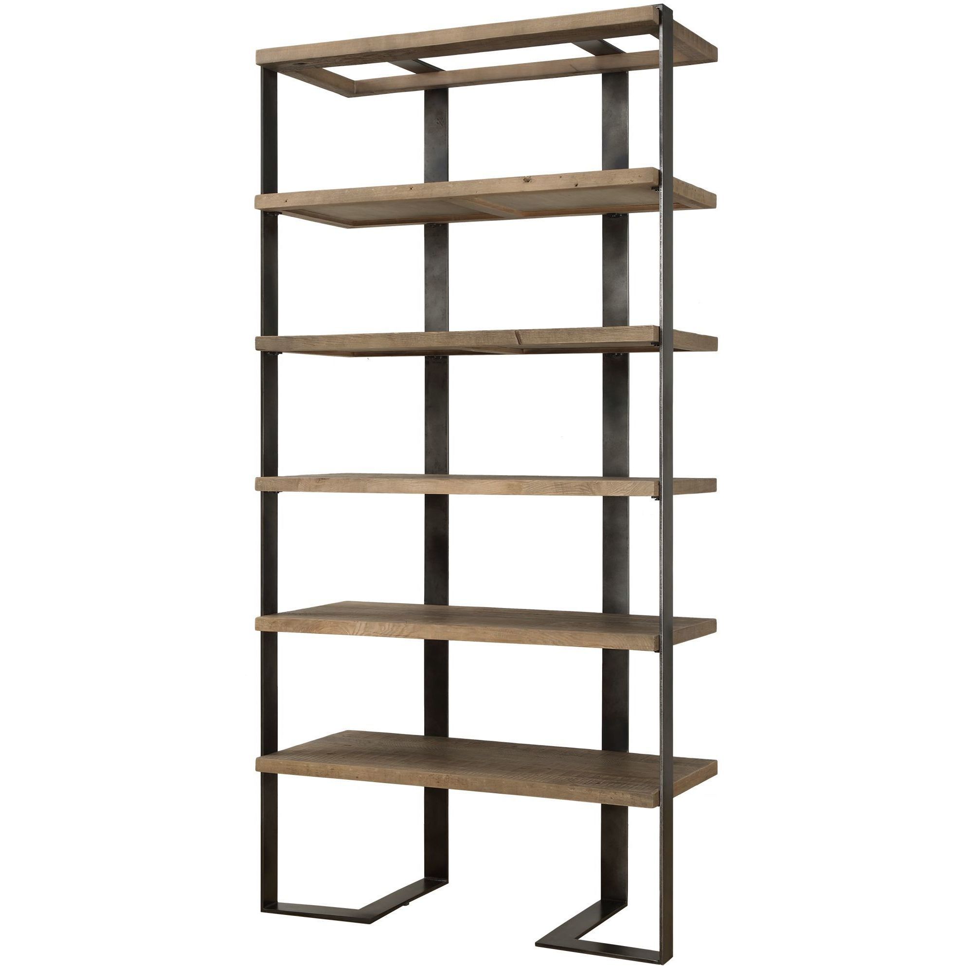 Felix 90 X 44 inch Natural Oak and Oxidized Black Etagere