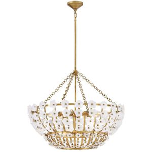 Azalea 12 Light 36 inch Distressed Brass Chandelier Ceiling Light, Single Tier