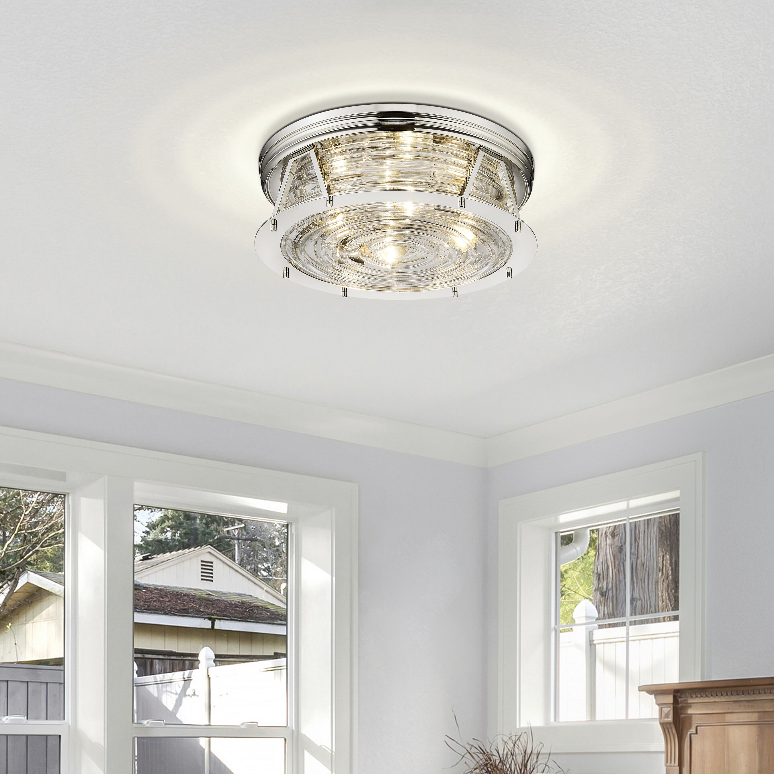 Cape Harbor 4 Light 20 inch Polished Nickel Flush Mount Ceiling Light