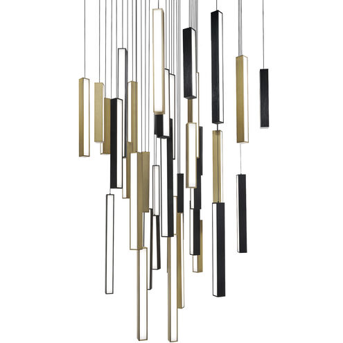 Chaos 41 Light 36 inch Black Aged Brass Multi-Light Pendant Ceiling Light