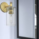 Downtown Urban Crown Point Armed Sconce Wall Light in Brushed Brass, Clear