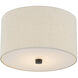 Textile Collection 2 Light 11 inch Matte Black Flush Mount Ceiling Light in Cream (CandleAria), Classic Family