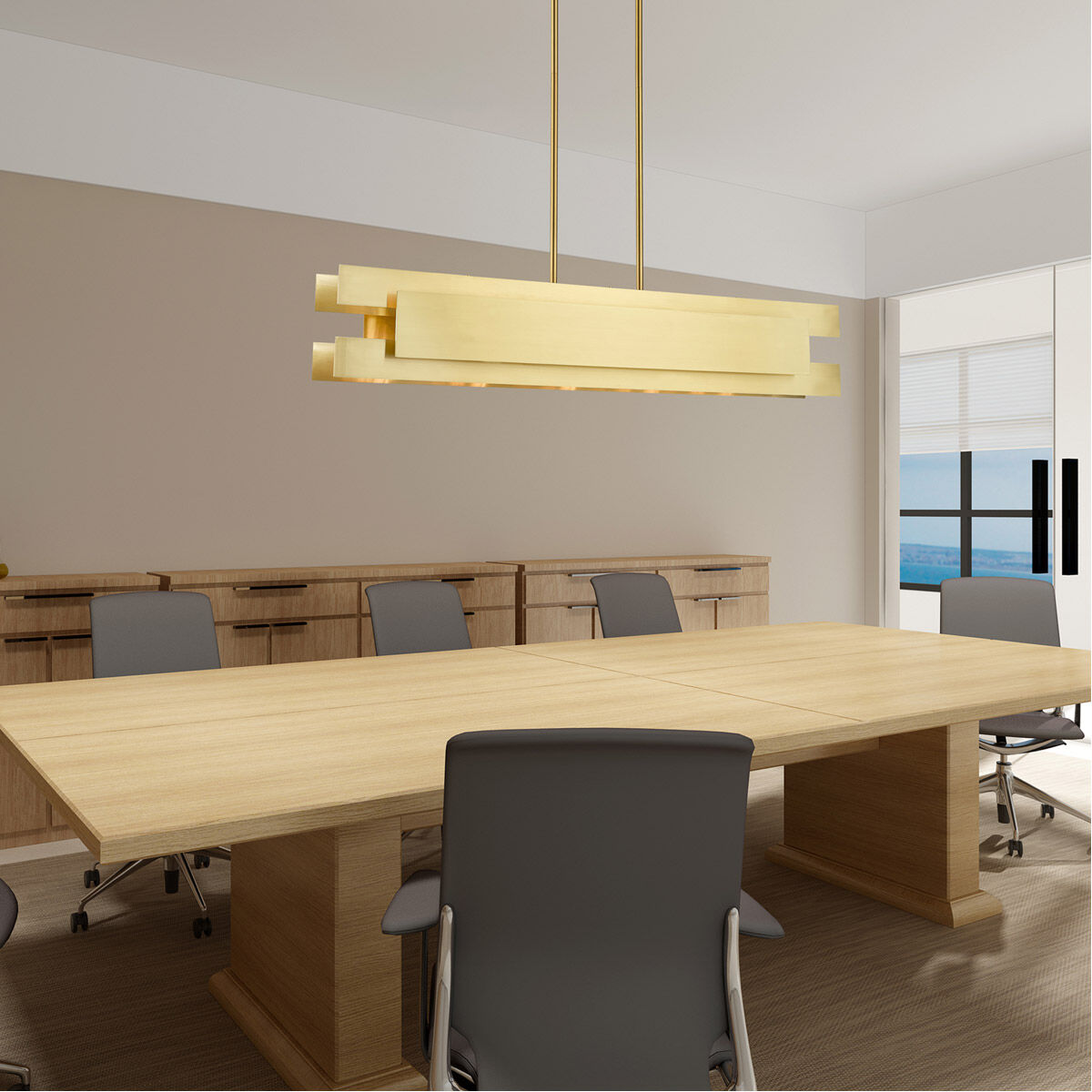 Varick 5 Light 46 inch Satin Brass Linear Chandelier Ceiling Light