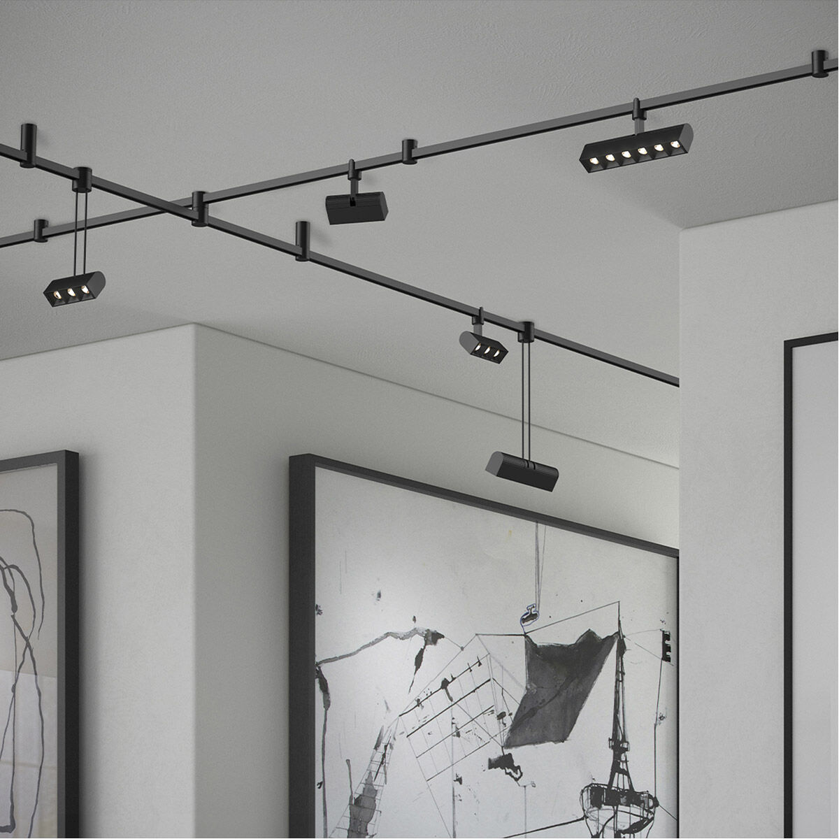 Suspenders LED 97 inch Satin Black Suspension Ceiling Light