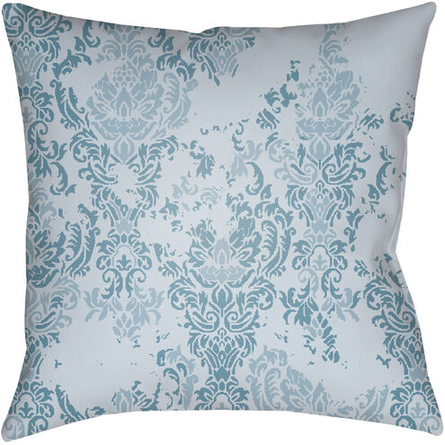 Moody Damask 18 X 18 inch Blue and Blue Outdoor Throw Pillow