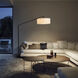 Stretch 87 inch 9 watt Black Arc Floor Lamp Portable Light in White Linen