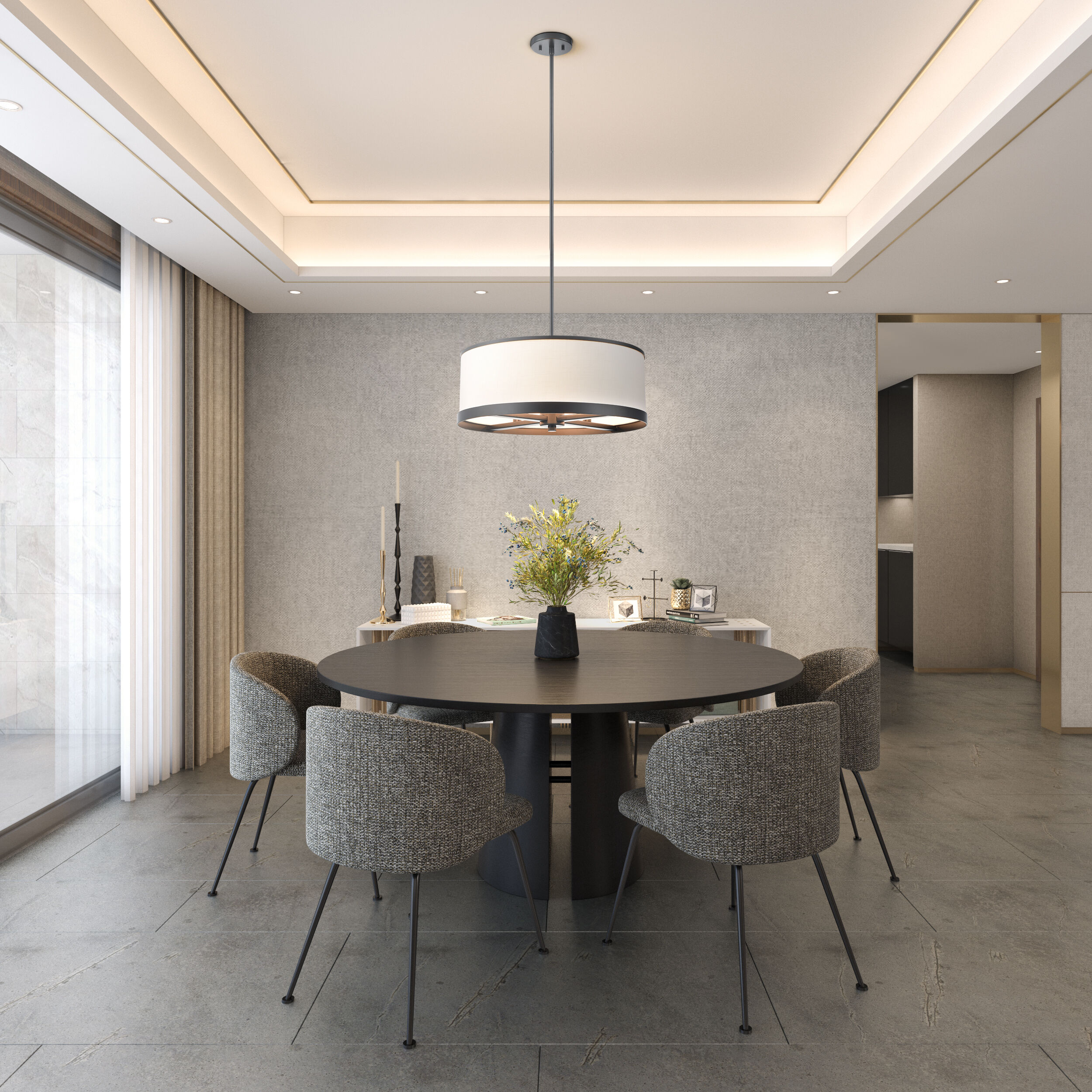 High Street 4 Light 18 inch Black Pendant Ceiling Light