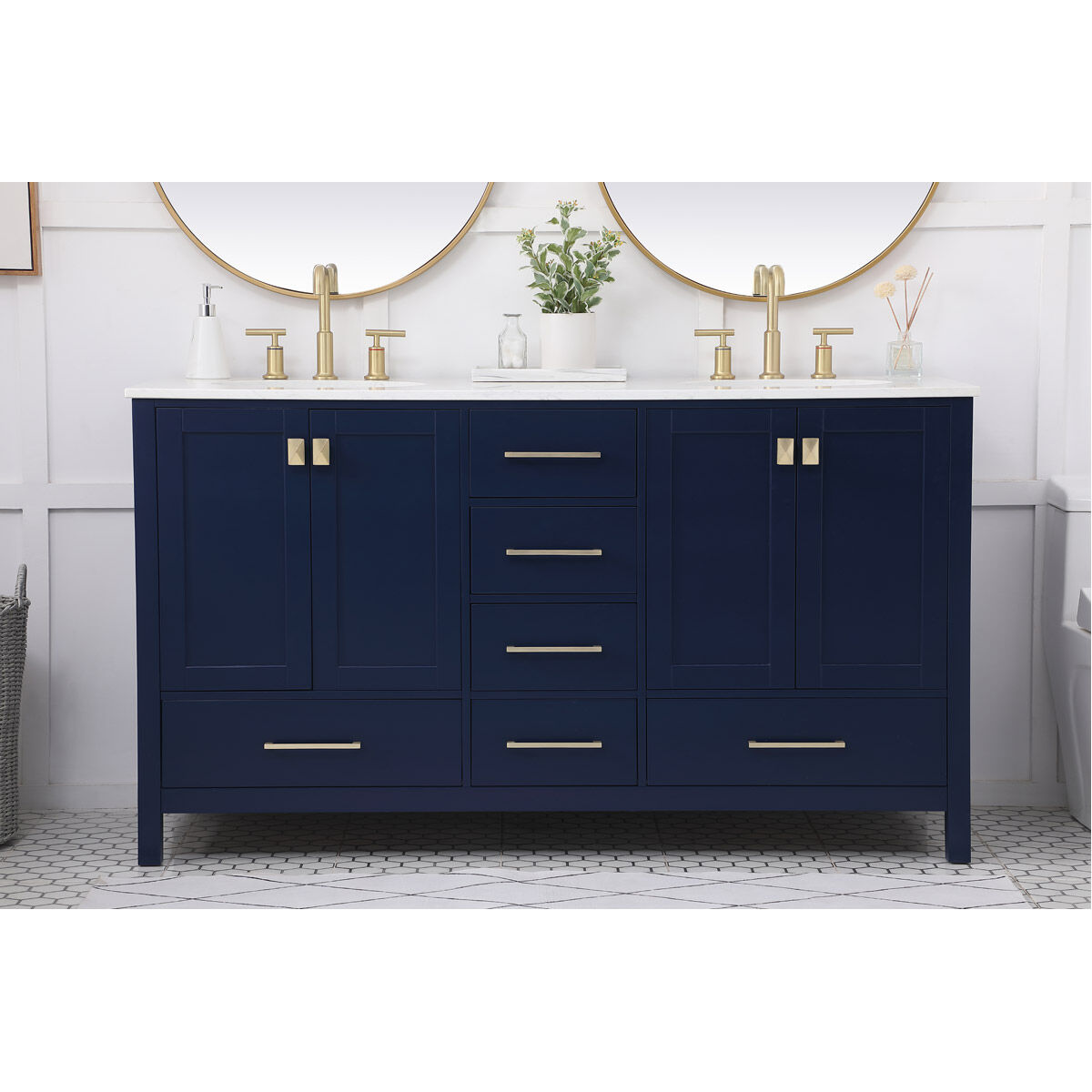 Irene 60 X 22 X 34 inch Blue Vanity Sink Set