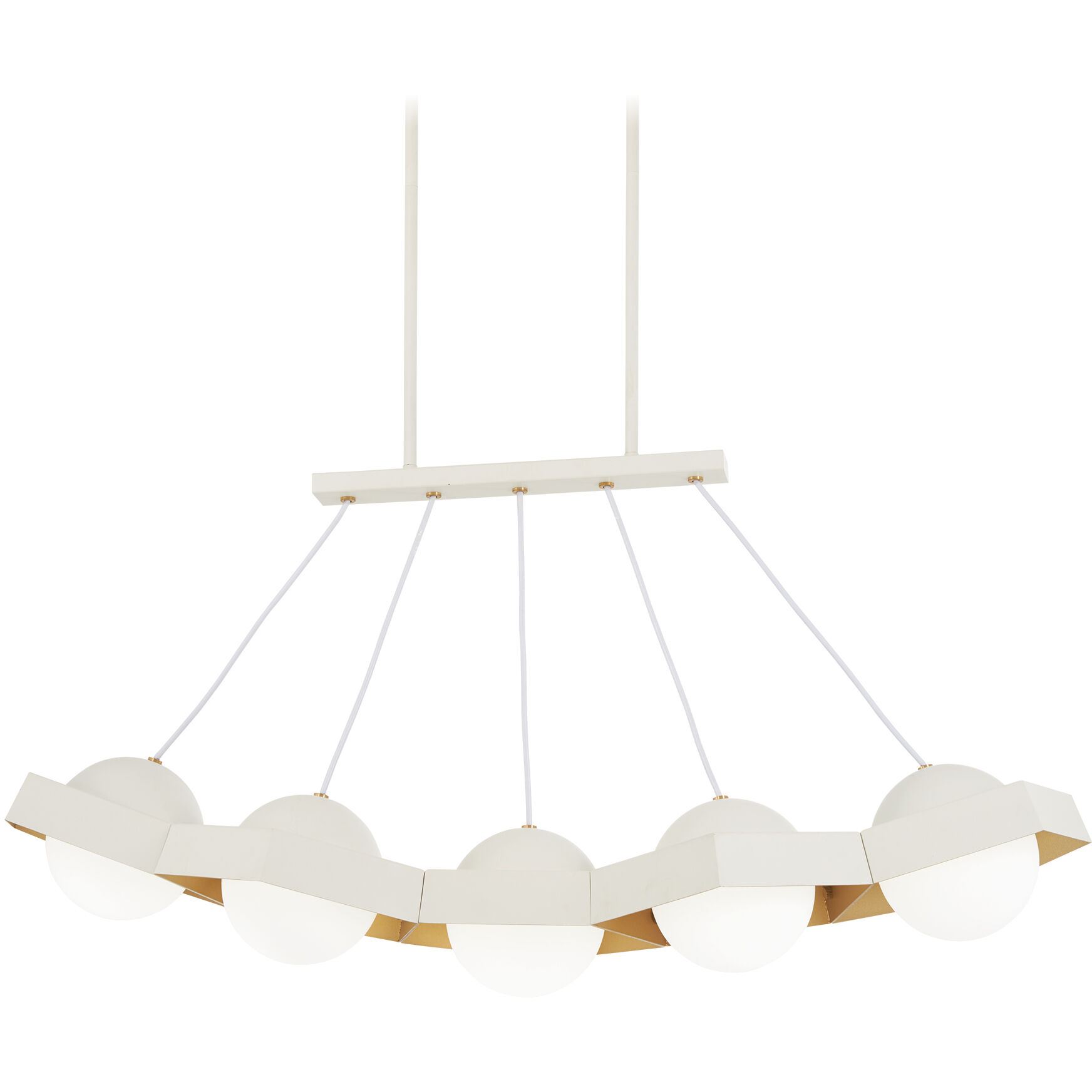 Five-O LED 41 inch Textured White W/Gold Leaf Island Light Ceiling Light