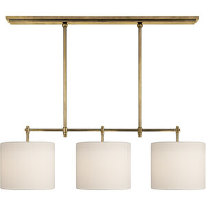 Thomas O'Brien Bryant 3 Light 36 inch Hand-Rubbed Antique Brass Billiard Light Ceiling Light in Linen, Small