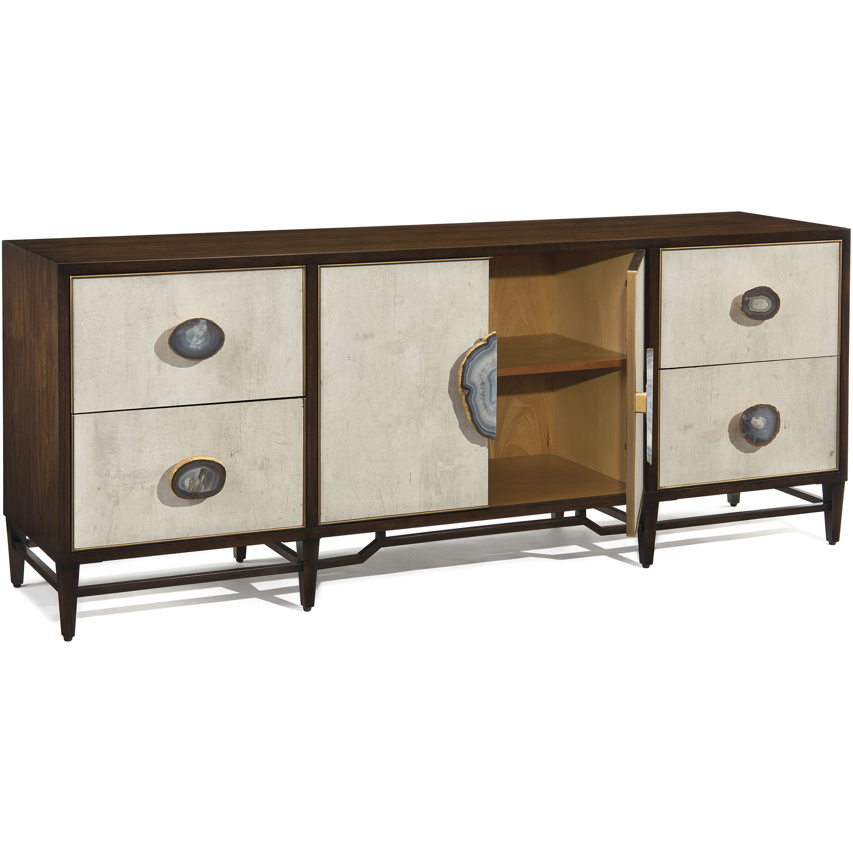 Mercia 87 inch American Black Walnut and Tiza Gesso Credenza