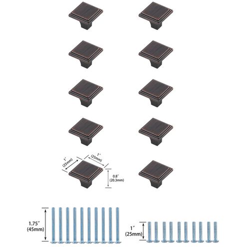 Wilow Oil-Rubbed Bronze Hardware Cabinet Knob, Set of 10