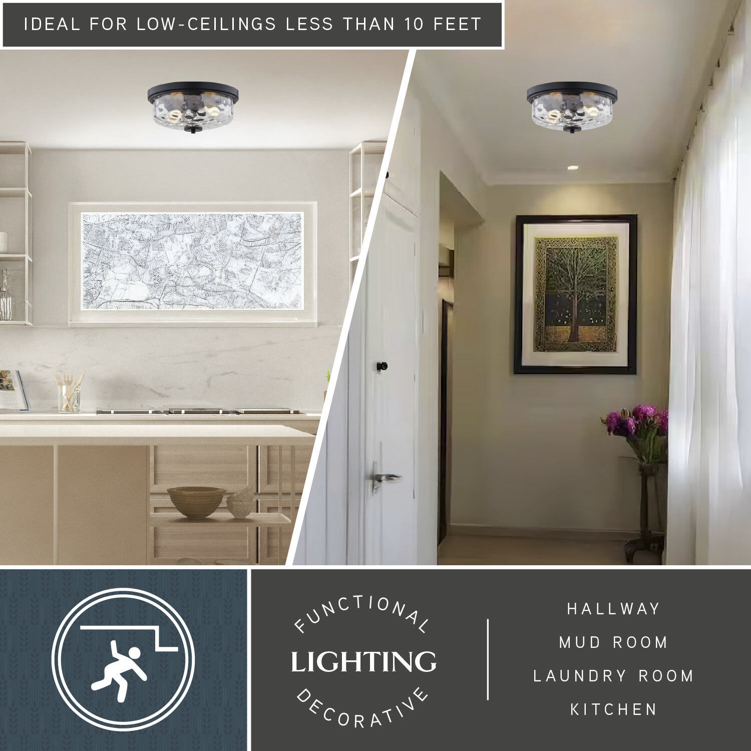 Northlake 2 Light 13 inch Matte Black Flush Mount Ceiling Light