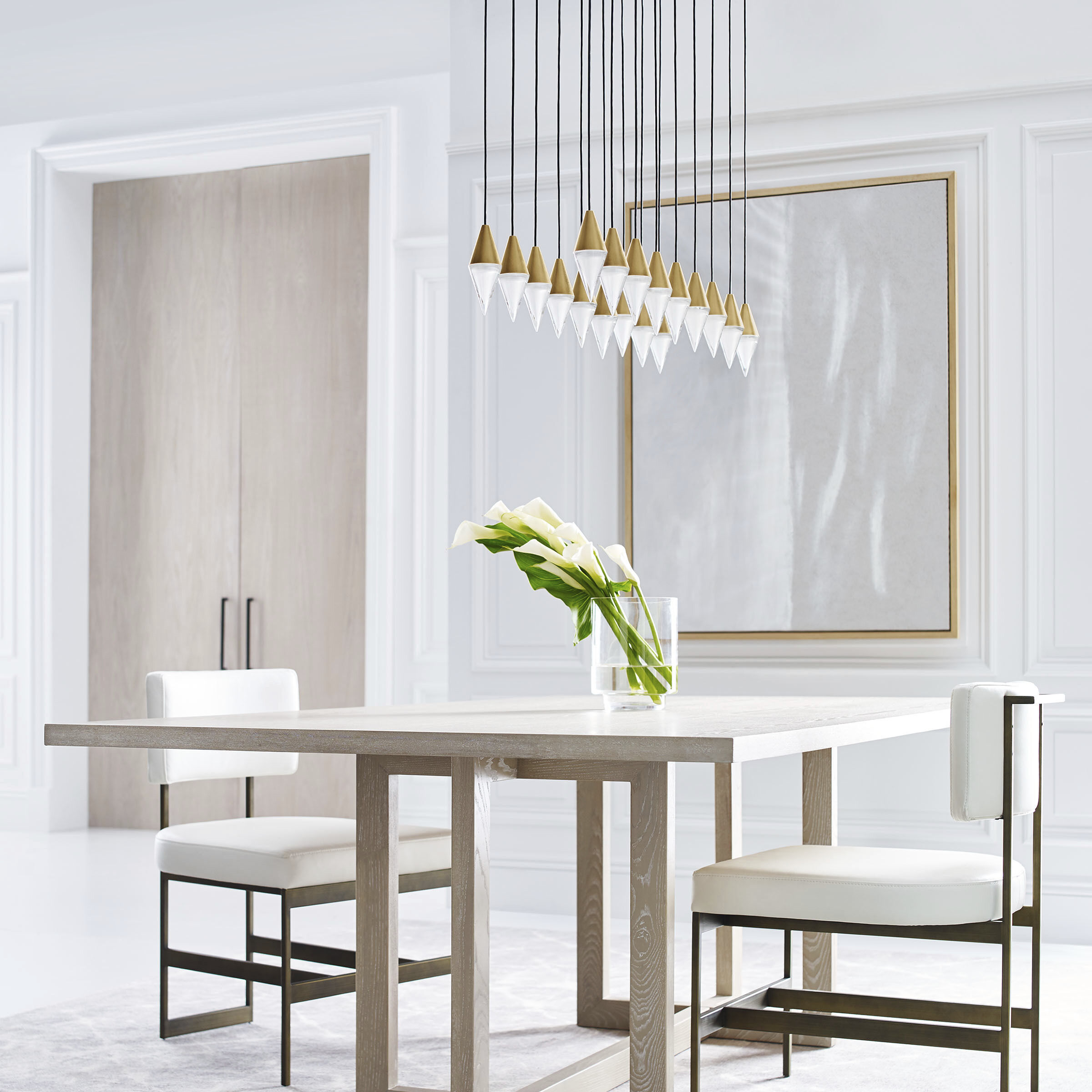 Sean Lavin Turret LED Natural Brass Chandelier Ceiling Light, Integrated LED