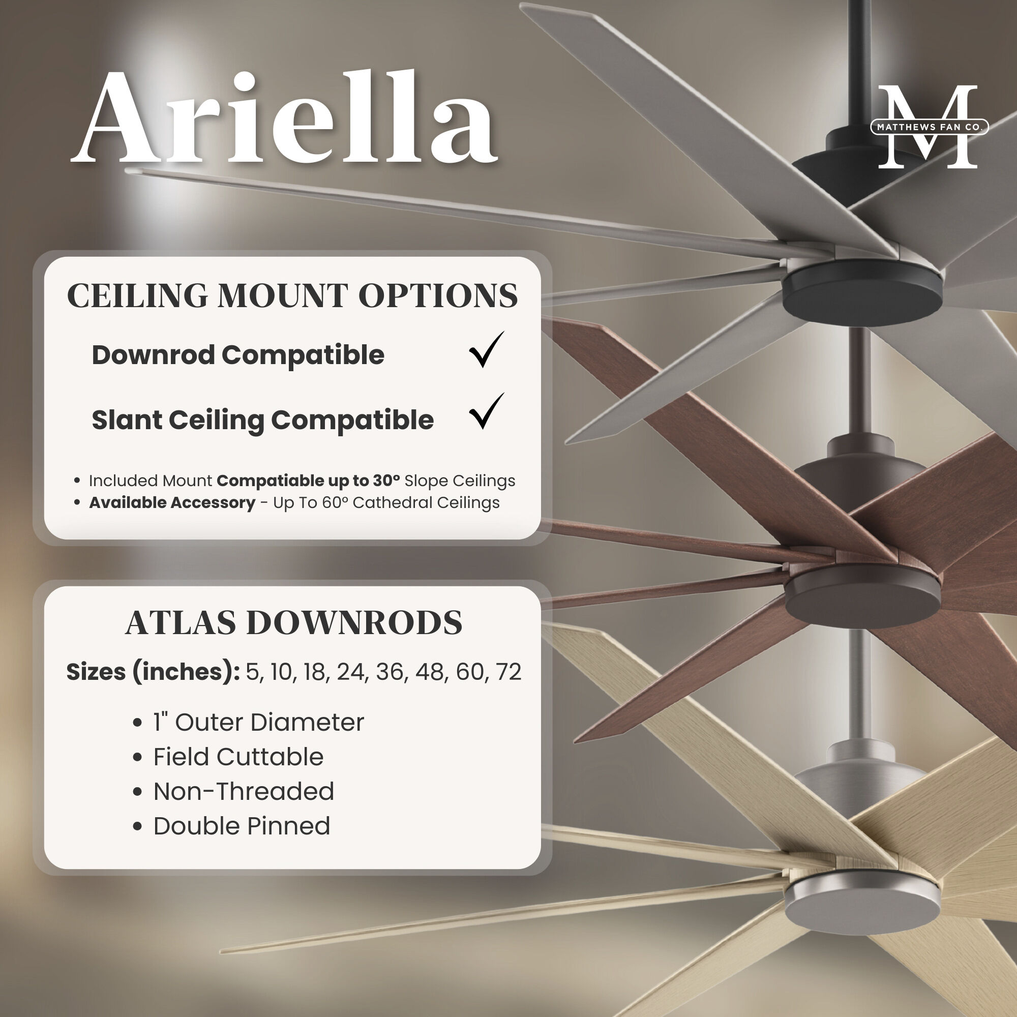Atlas Ariella 64 inch Textured Bronze with Walnut Tone Blades Ceiling Fan